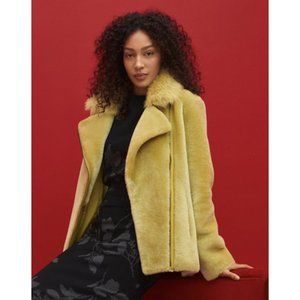 UGG Nadine Short Shearling Jacket Real Sheepskin Spring Moss